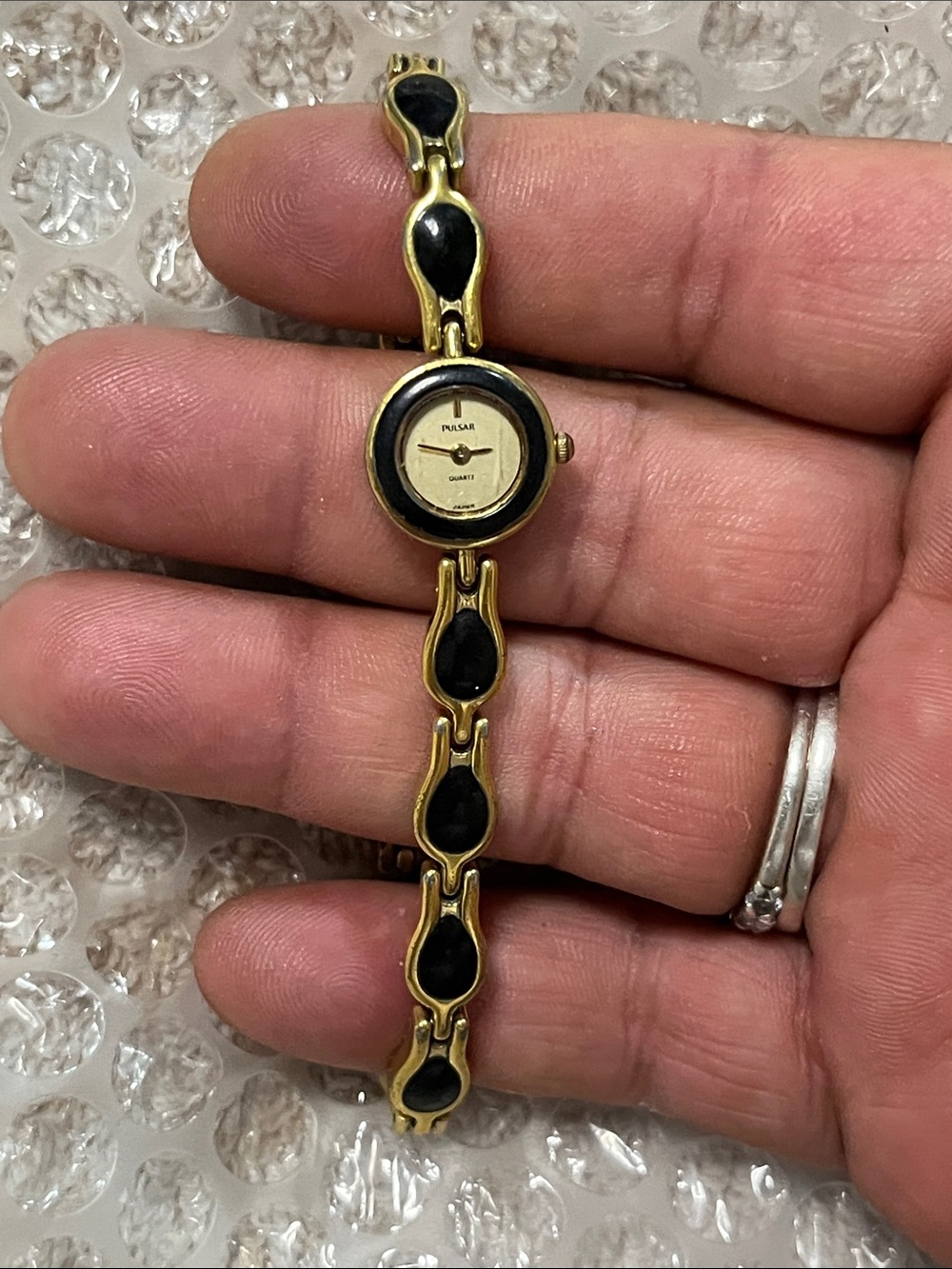 Pulsar Gold-Tone Bracelet Watch with Black Accents